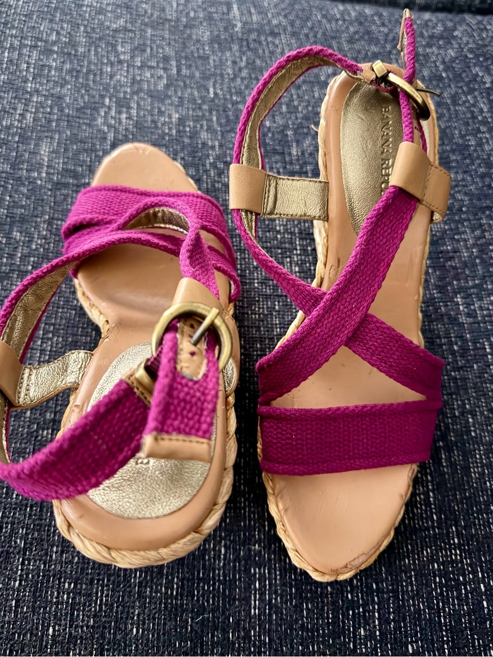 Banana Republic Magenta Strappy Wedge Espadrille Sandals View 3